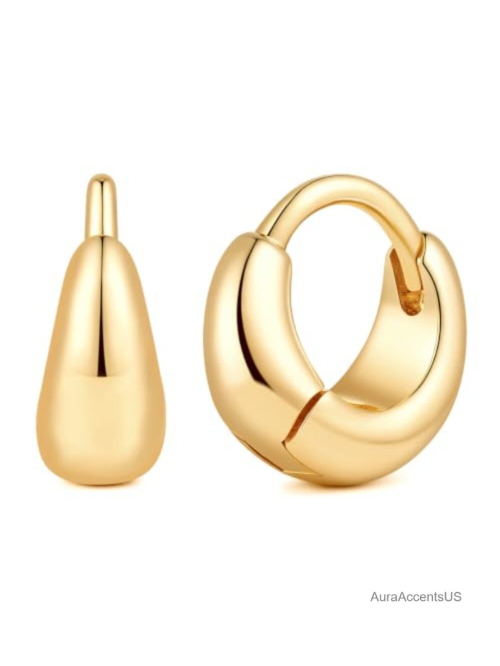 14K Gold Plated Small Hoop Earrings for Women Teardrop Design